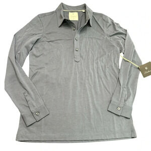 NWT Women’s Linksoul roll sleeve polo shirt. Size medium, color Dawn (gray blue)